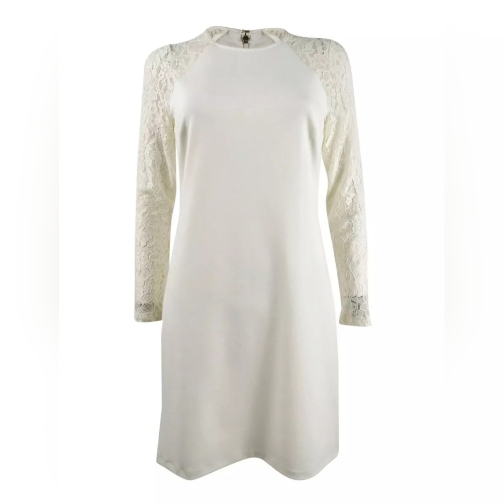 Tommy Hilfiger Lace-Sleeve A-Line Ivory Dress Size 18W NWT - Picture 4 of 15
